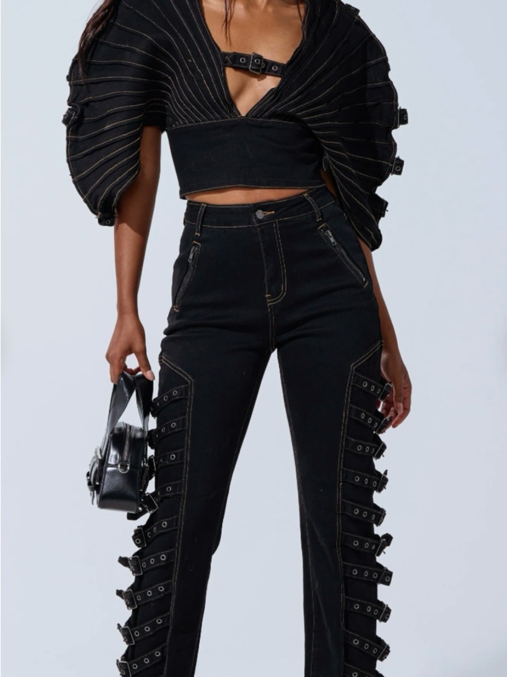 Buckle Up Denim Pant Set